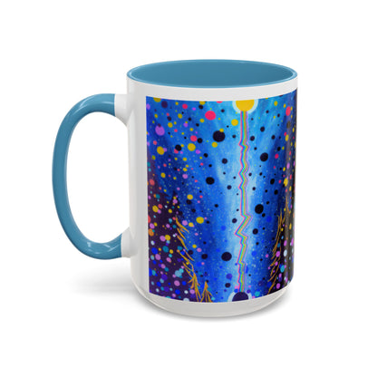 Abstract Galaxy Accent Coffee Mug — Blue Dot Constellation Design (11/15oz)