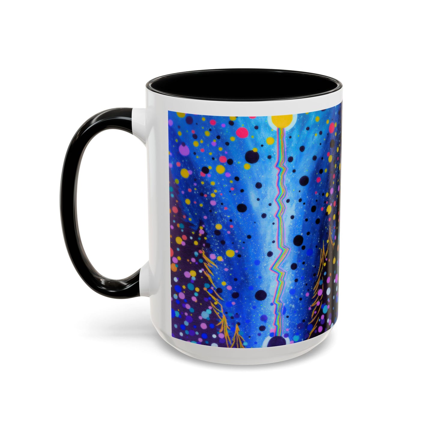 Abstract Galaxy Accent Coffee Mug — Blue Dot Constellation Design (11/15oz)