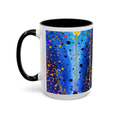 Abstract Galaxy Accent Coffee Mug — Blue Dot Constellation Design (11/15oz)