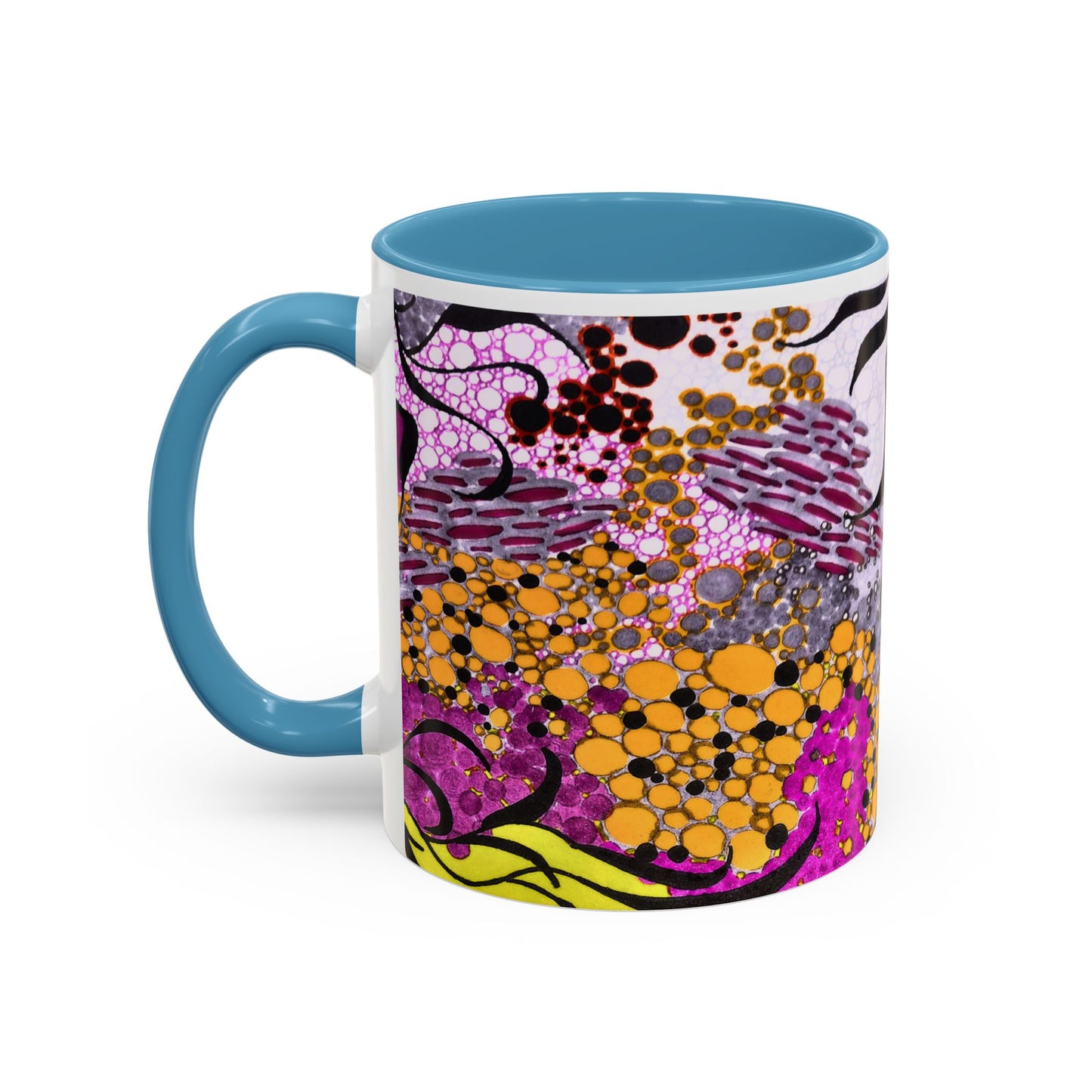 Accent Coffee Mug — Vibrant Abstract Floral Pattern (11/15oz)