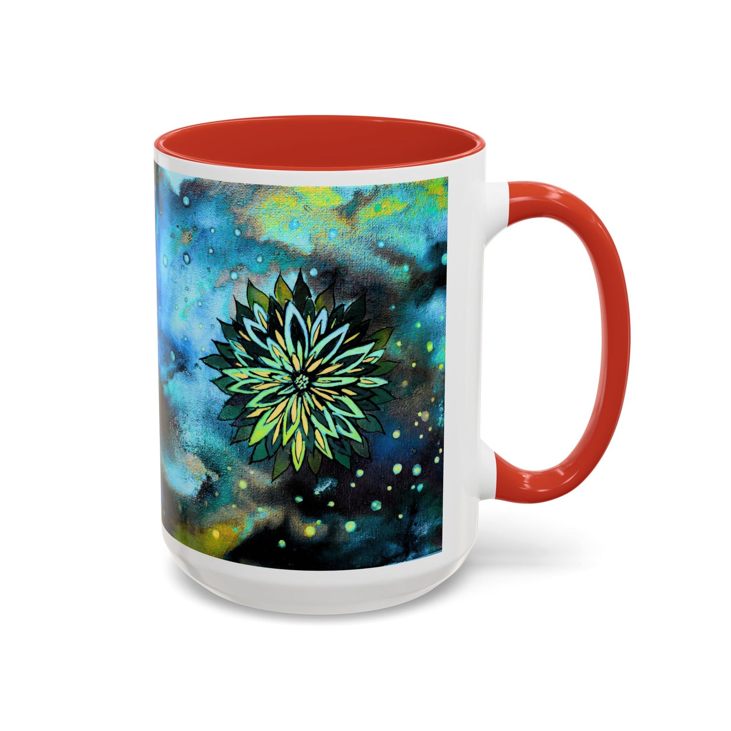 Blue Galaxy Floral Accent Coffee Mug — 11/15oz