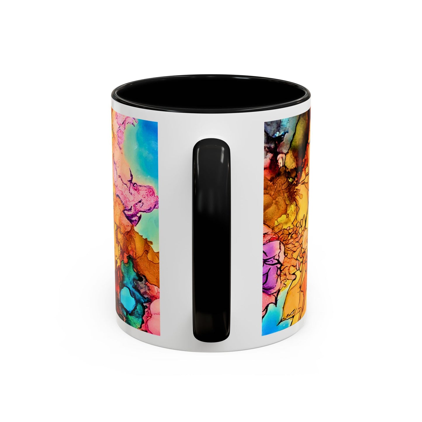 Yellow Floral Accent Coffee Mug – Bright Watercolor Peony Design (11/15oz)