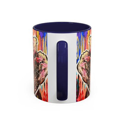 Abstract Floral Accent Coffee Mug — Vibrant Rose Art Ceramic Mug (11/15 oz)