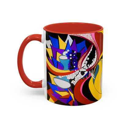 Abstract Colorful Face Accent Coffee Mug — Bold Pop Art Ceramic Gift