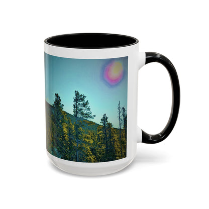 Scenic Pine Forest Accent Coffee Mug — Sunrise Landscape 11/15oz