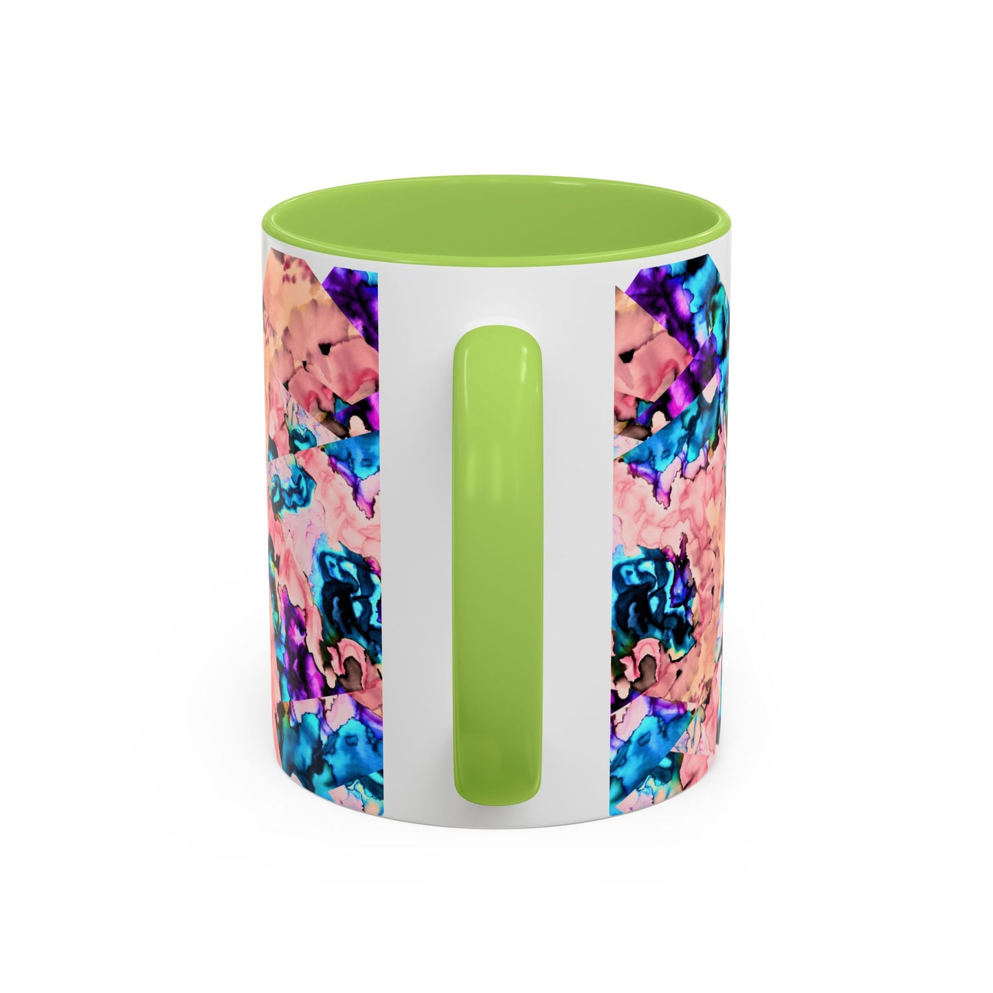 Abstract Gemstone Accent Coffee Mug — Pink & Teal Marble Art