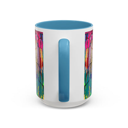 Colorful Drip Art Coffee Mug – Vibrant Abstract Floral Accent (11/15oz)