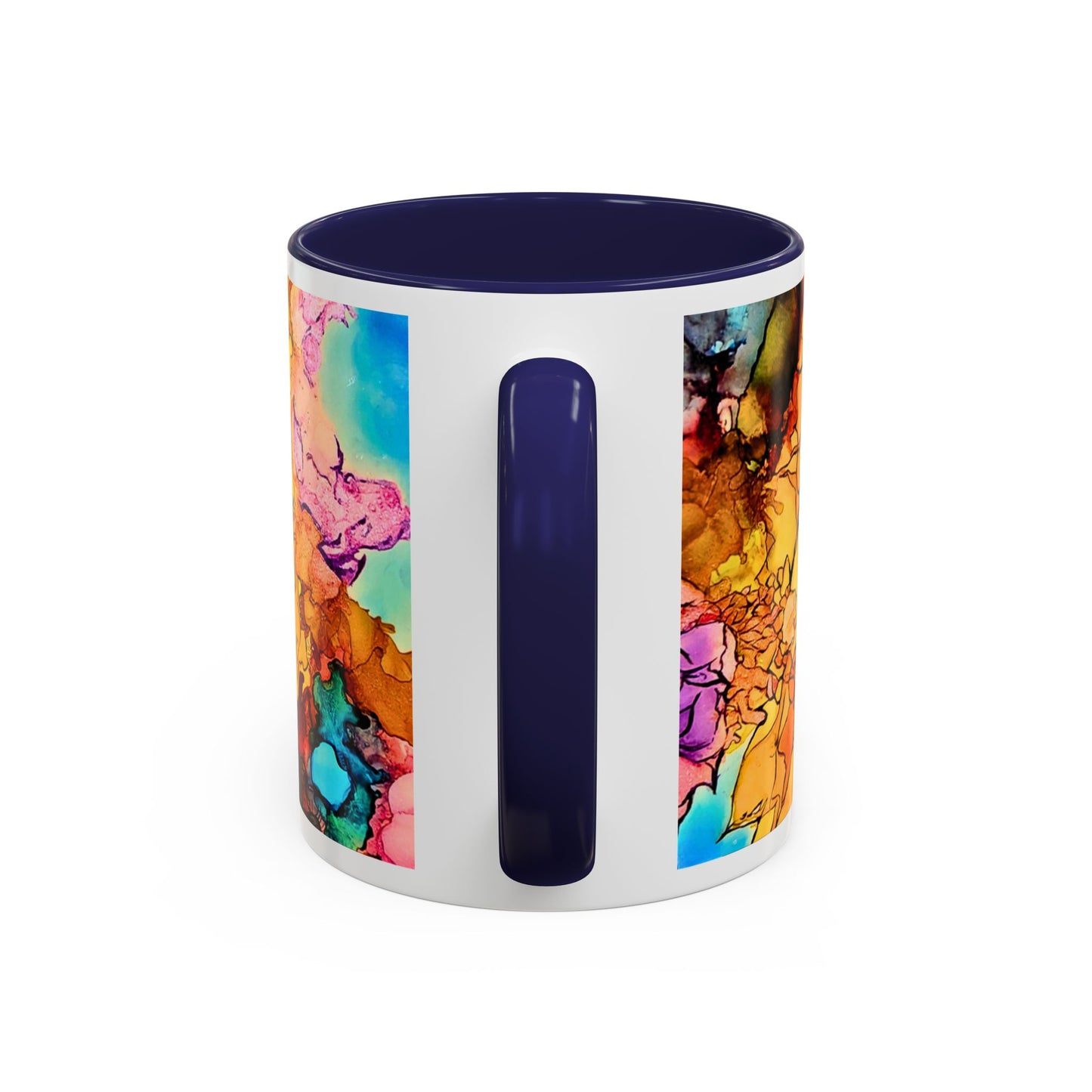 Yellow Floral Accent Coffee Mug – Bright Watercolor Peony Design (11/15oz)