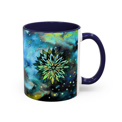 Blue Galaxy Floral Accent Coffee Mug — 11/15oz