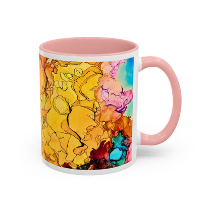 Yellow Floral Accent Coffee Mug – Bright Watercolor Peony Design (11/15oz)