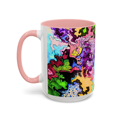 Psychedelic Abstract Accent Coffee Mug — Colorful Inkblot Art (11/15oz)