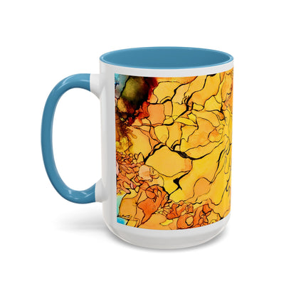 Yellow Floral Accent Coffee Mug – Bright Watercolor Peony Design (11/15oz)