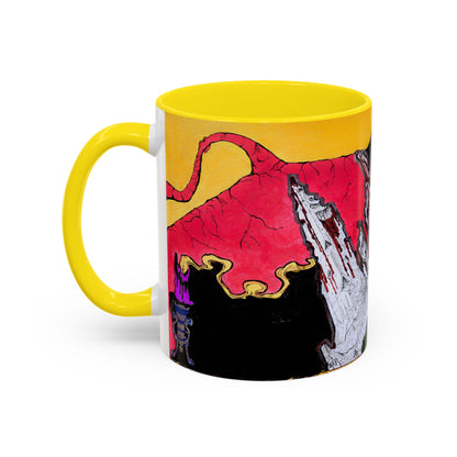 Abstract Mountain Dragon Coffee Mug — Colorful Accent Ceramic Mug (11/15oz)