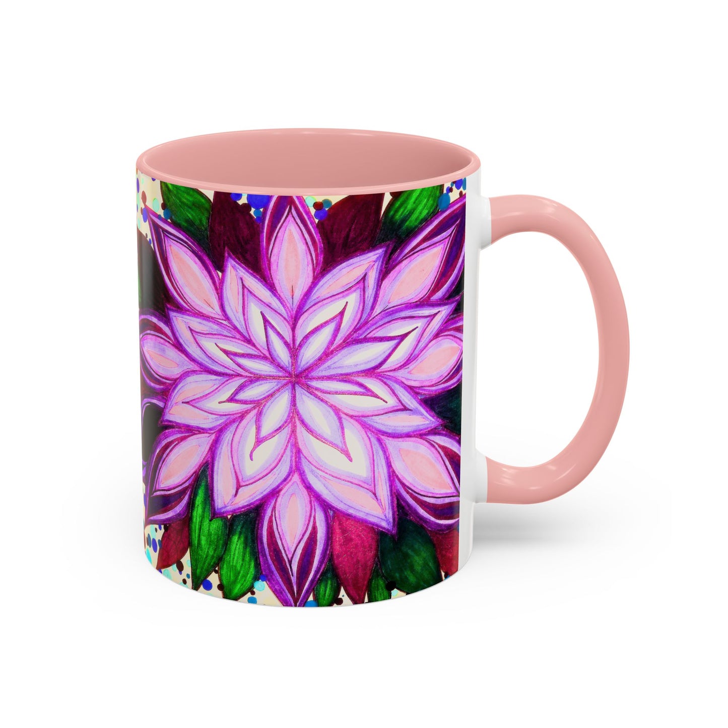 Floral Lotus Accent Coffee Mug — Purple Mandala 11/15oz