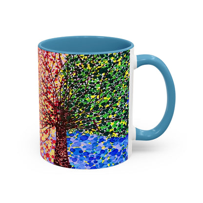 Accent Coffee Mug - Colorful Pointillist Tree Art Cup (11/15 oz)