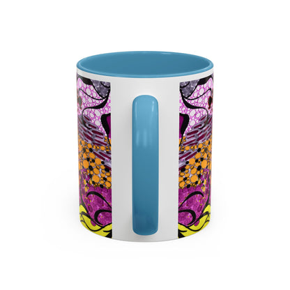 Accent Coffee Mug — Vibrant Abstract Floral Pattern (11/15oz)