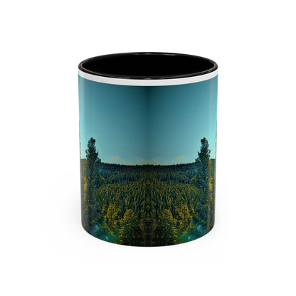 Scenic Pine Forest Accent Coffee Mug — Sunrise Landscape 11/15oz