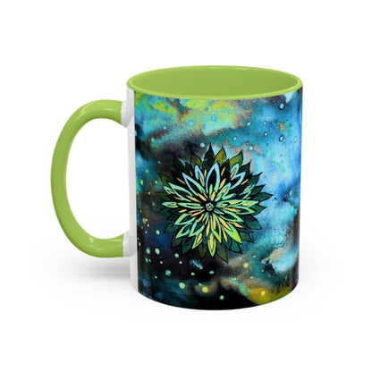 Blue Galaxy Floral Accent Coffee Mug — 11/15oz