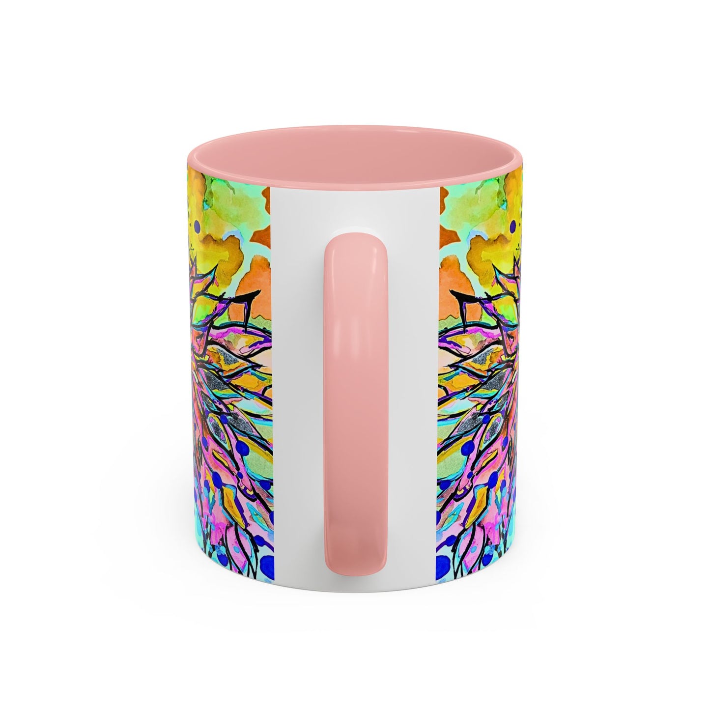 Artistic Floral Coffee Mug — Colorful Watercolor Mandala Accent Mug (11/15oz)