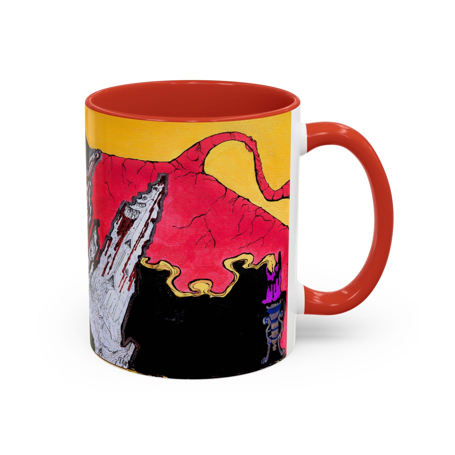 Abstract Mountain Dragon Coffee Mug — Colorful Accent Ceramic Mug (11/15oz)