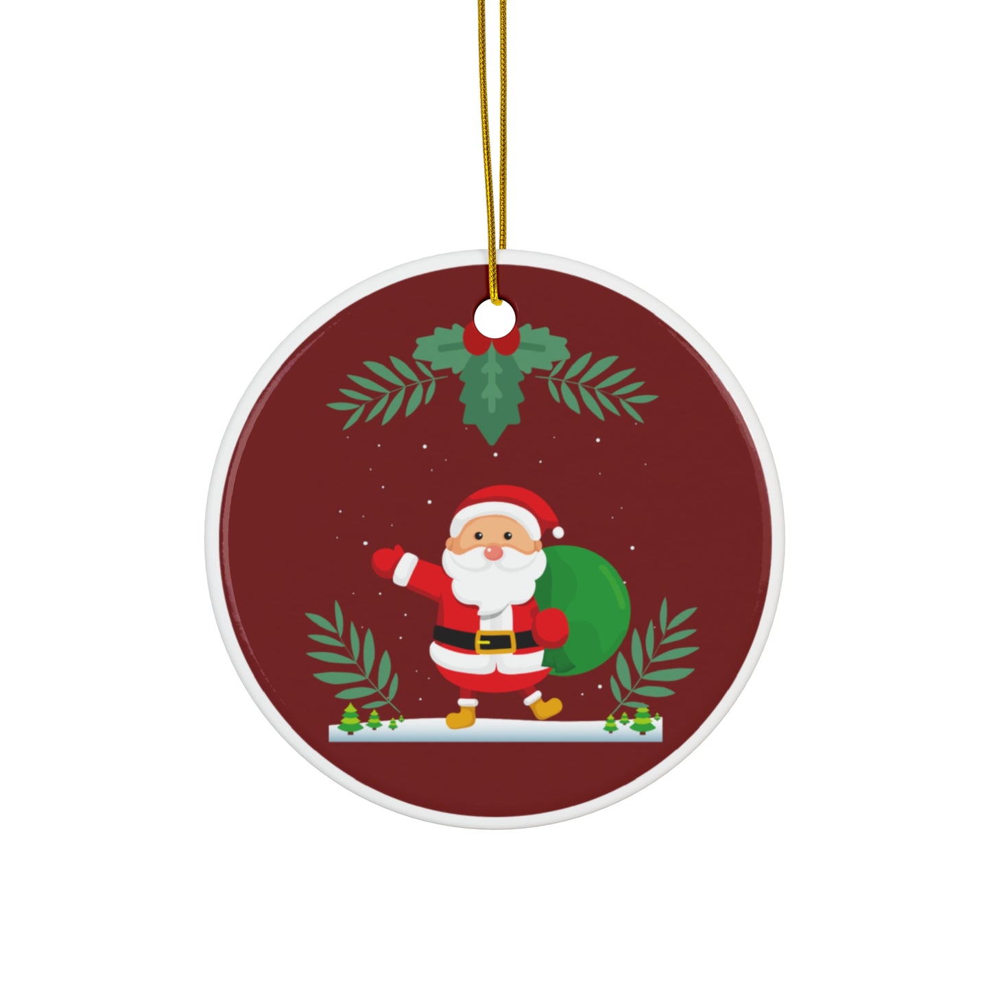 Ceramic Ornament — Cute Santa Claus Christmas Tree