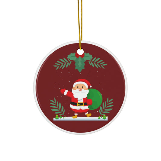 Ceramic Ornament — Cute Santa Claus Christmas Tree