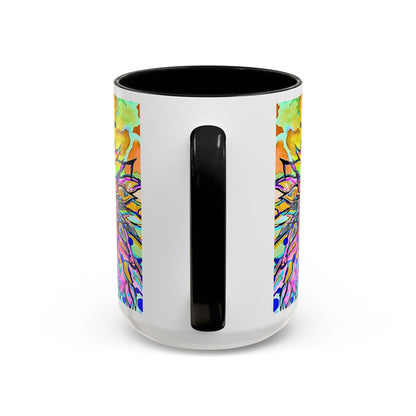 Artistic Floral Coffee Mug — Colorful Watercolor Mandala Accent Mug (11/15oz)