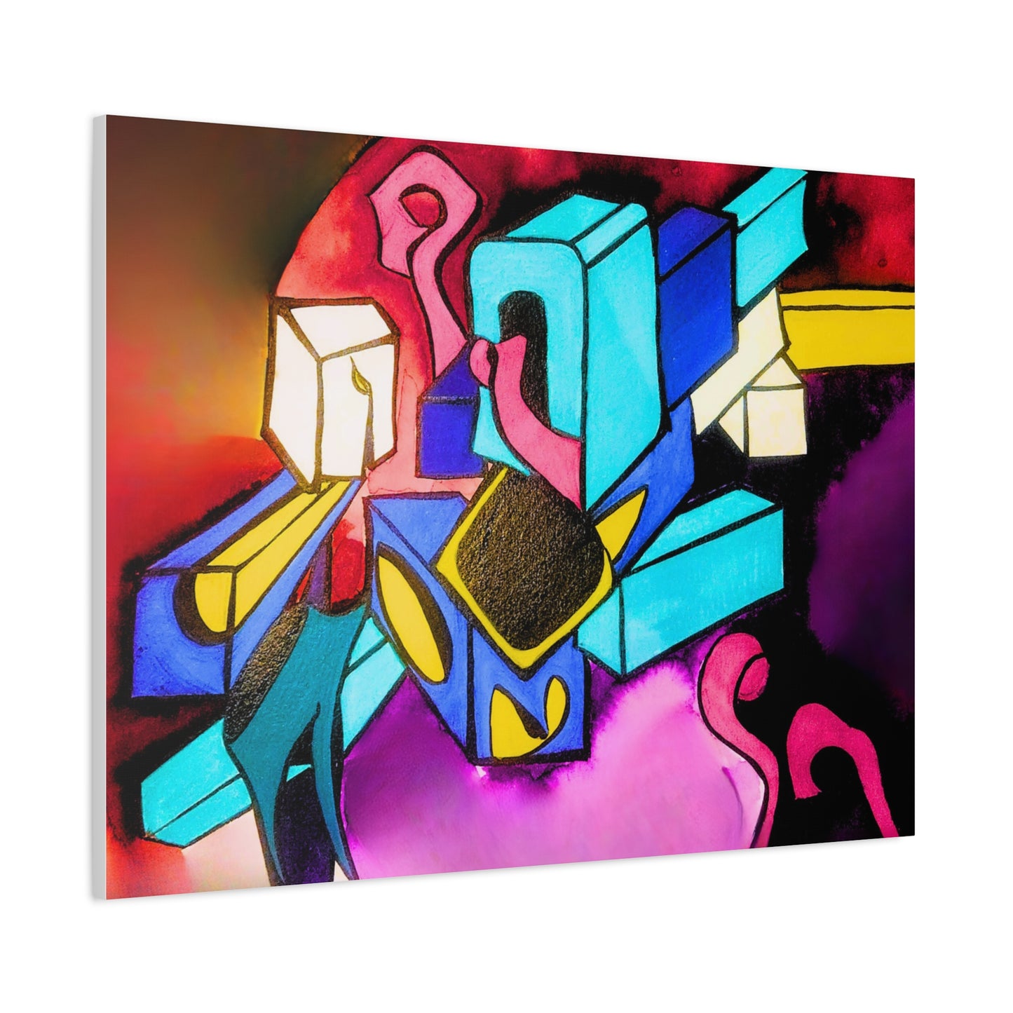 Abstract Neon Geometric Canvas Print