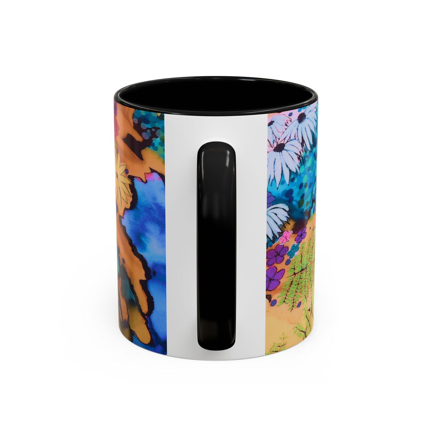 Vibrant Floral Watercolor Accent Coffee Mug