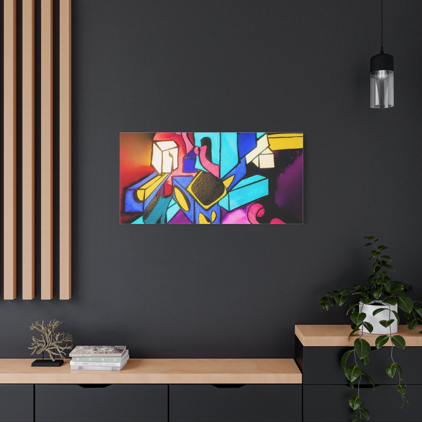 Abstract Neon Geometric Canvas Print