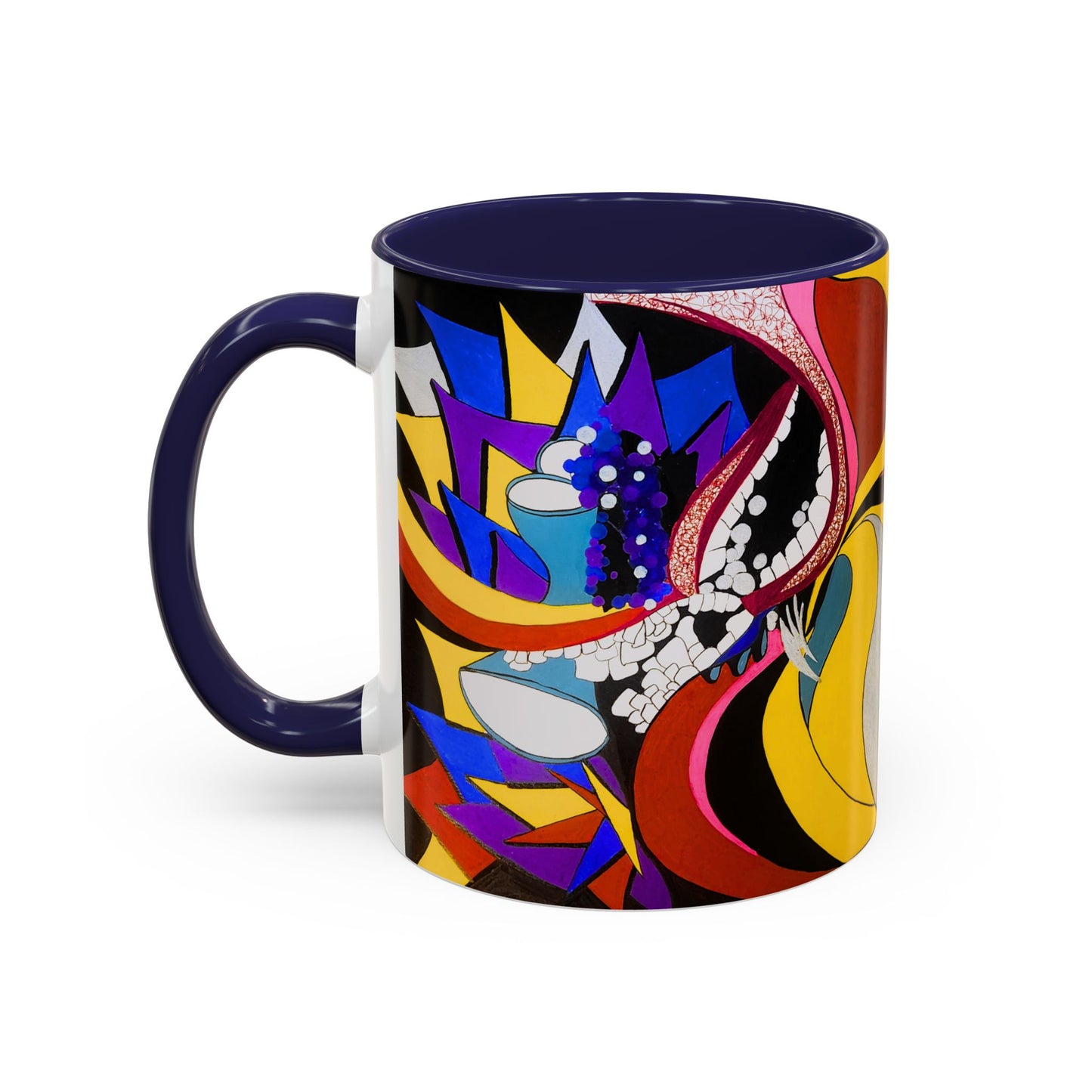 Abstract Colorful Face Accent Coffee Mug — Bold Pop Art Ceramic Gift