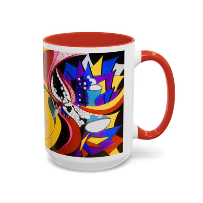 Abstract Colorful Face Accent Coffee Mug — Bold Pop Art Ceramic Gift