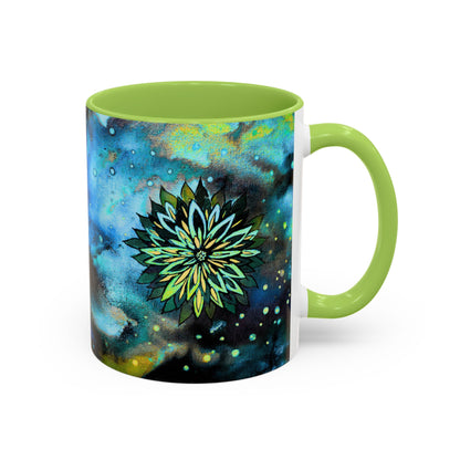 Blue Galaxy Floral Accent Coffee Mug — 11/15oz