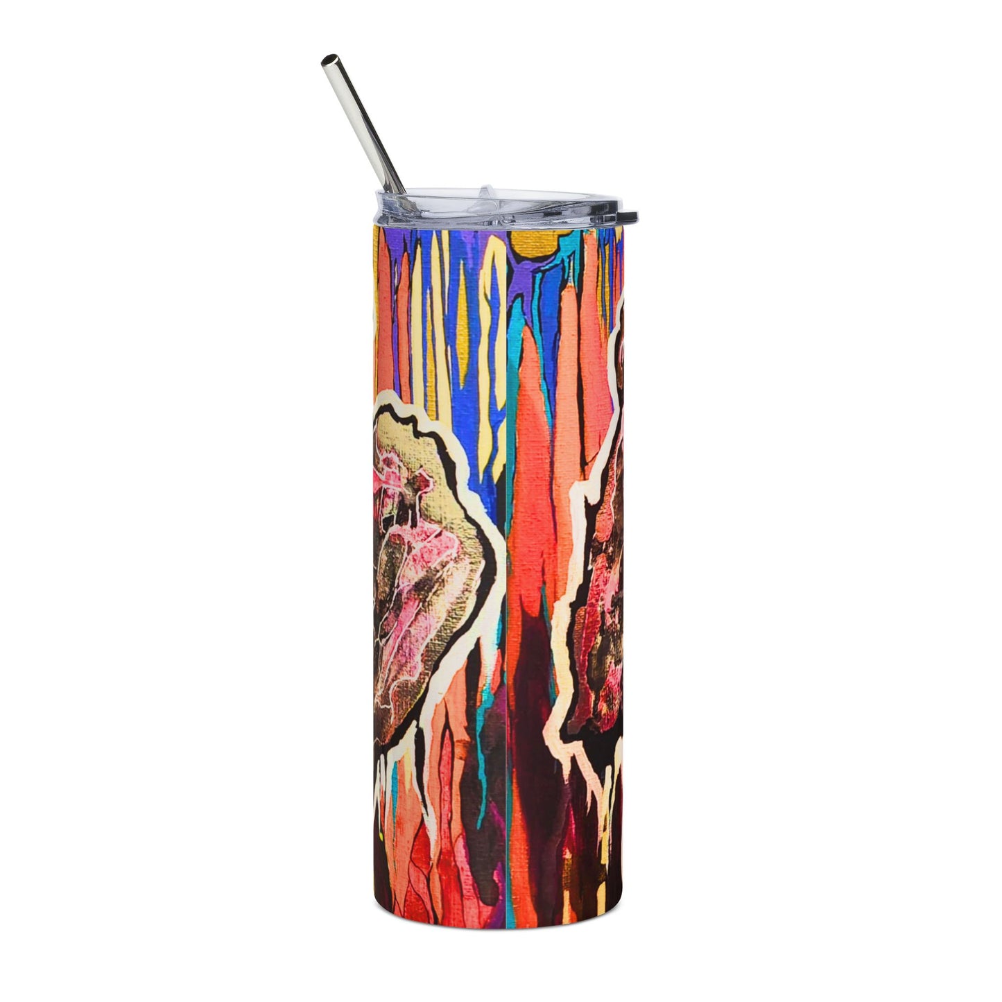 Abstract Floral Stainless Steel Tumbler