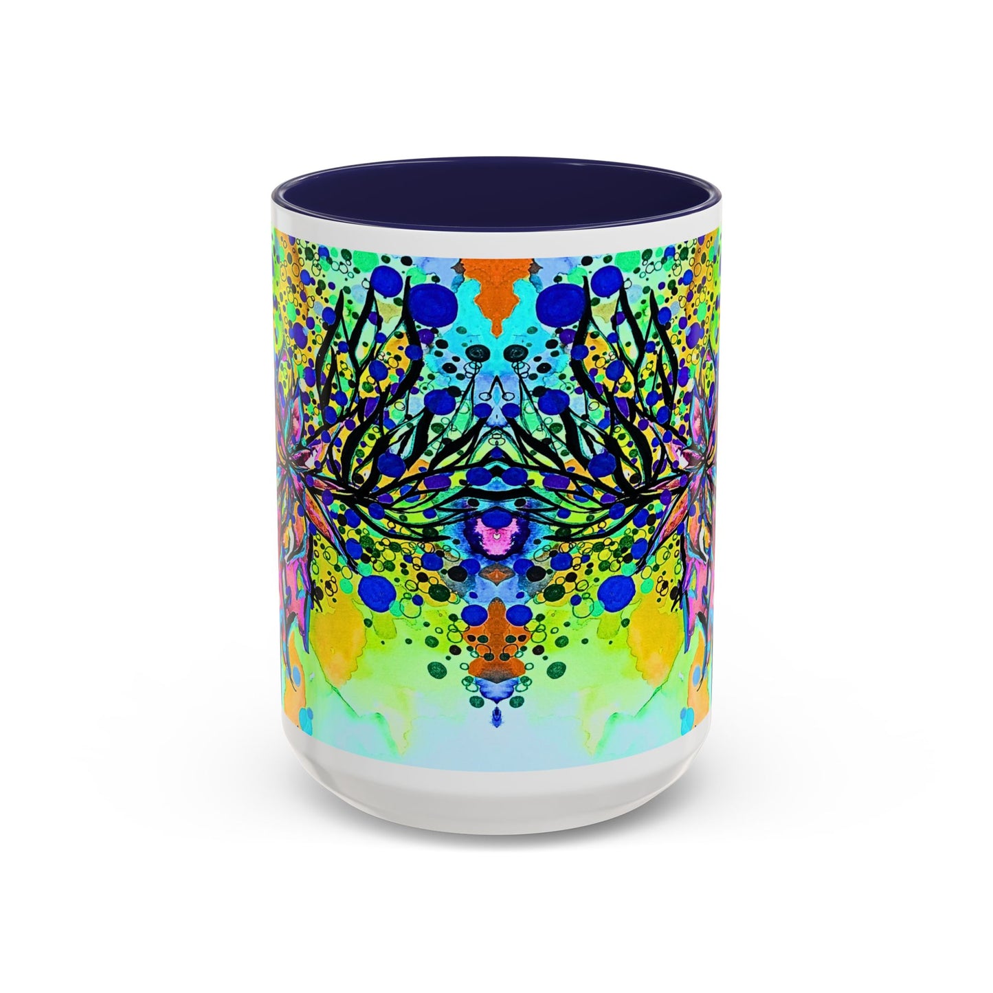 Artistic Floral Coffee Mug — Colorful Watercolor Mandala Accent Mug (11/15oz)