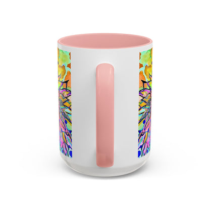 Artistic Floral Coffee Mug — Colorful Watercolor Mandala Accent Mug (11/15oz)