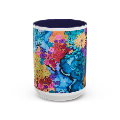 Vibrant Floral Watercolor Accent Coffee Mug