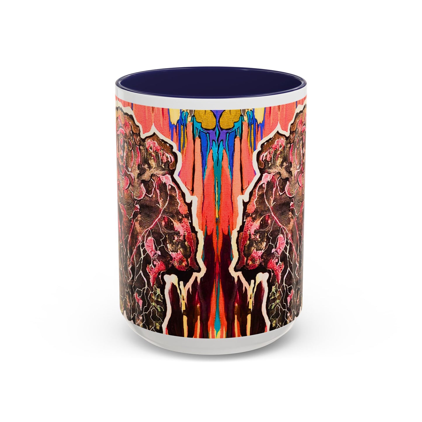 Abstract Floral Accent Coffee Mug — Vibrant Rose Art Ceramic Mug (11/15 oz)
