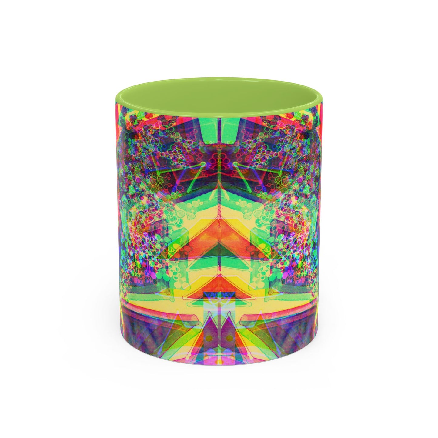 Psychedelic Geometric Accent Coffee Mug — Vibrant Neon Art Design (11/15oz)