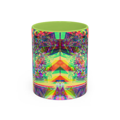 Psychedelic Geometric Accent Coffee Mug — Vibrant Neon Art Design (11/15oz)