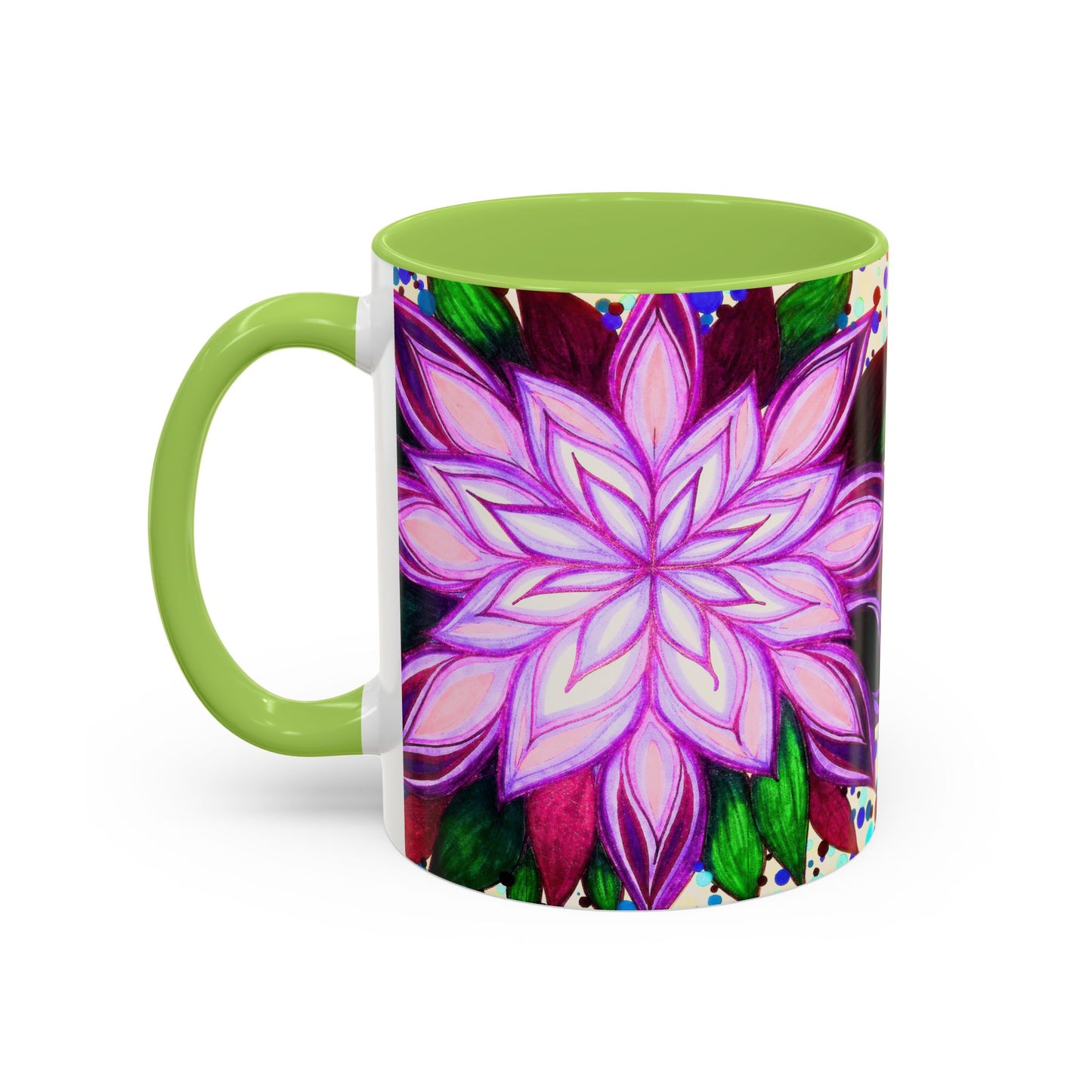 Floral Lotus Accent Coffee Mug — Purple Mandala 11/15oz