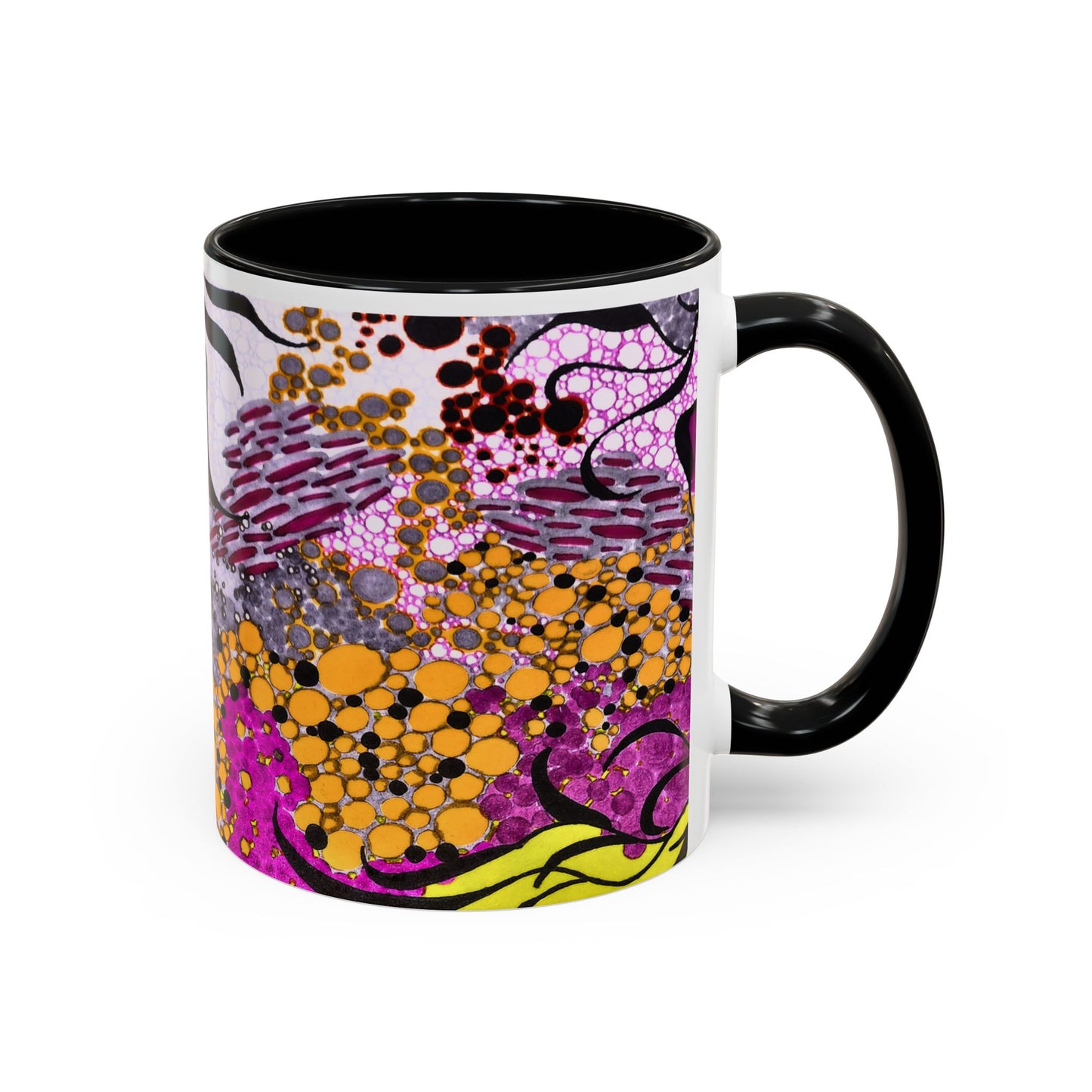Accent Coffee Mug — Vibrant Abstract Floral Pattern (11/15oz)