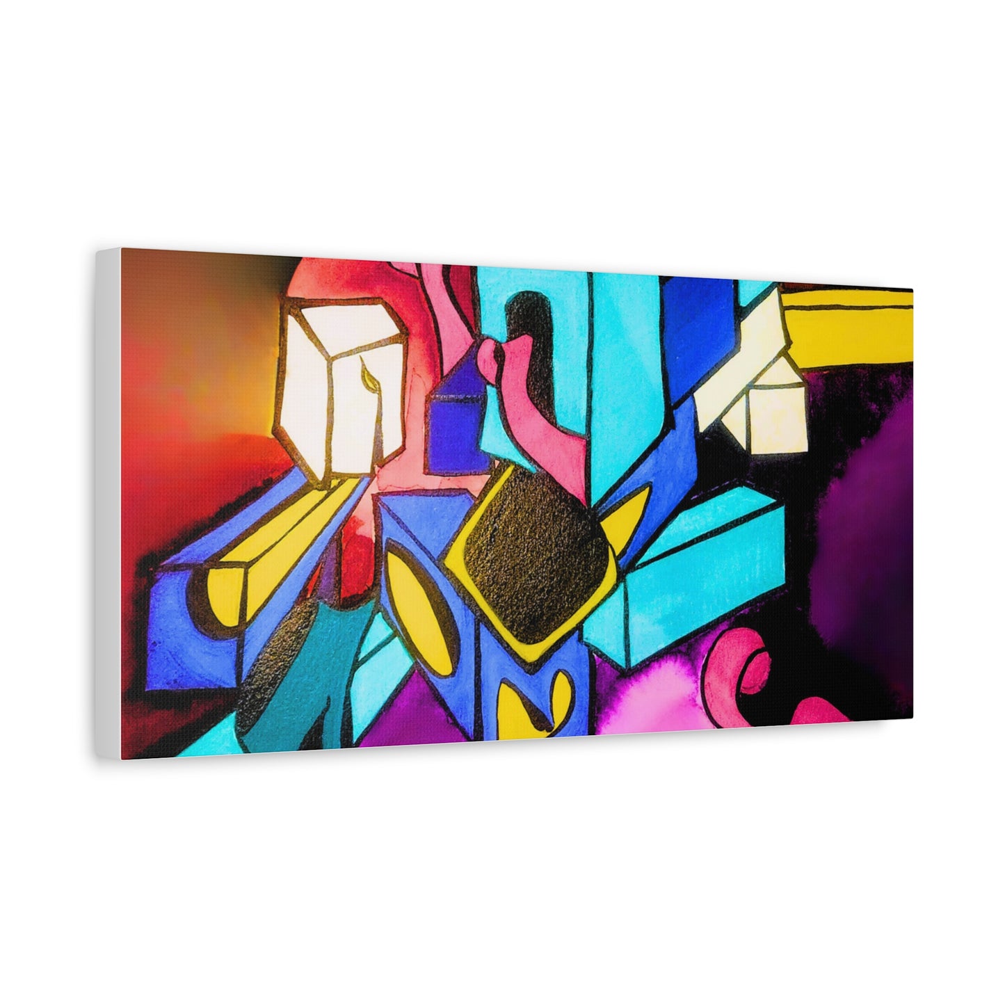 Abstract Neon Geometric Canvas Print