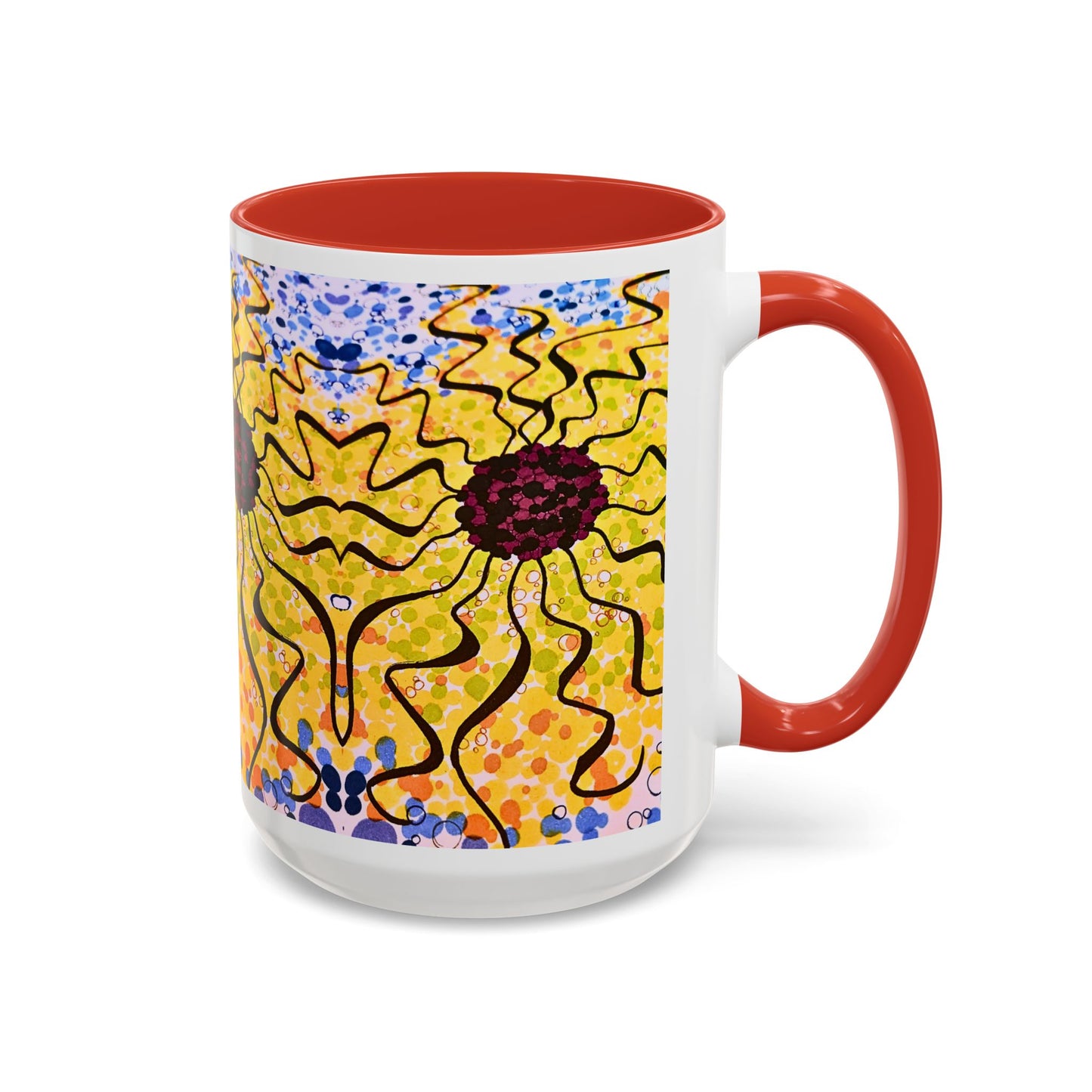 Sunburst Floral Accent Coffee Mug