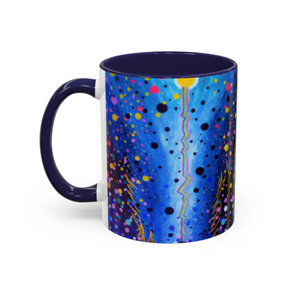 Abstract Galaxy Accent Coffee Mug — Blue Dot Constellation Design (11/15oz)