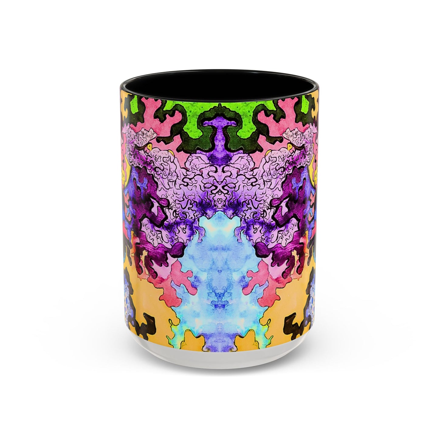 Psychedelic Abstract Accent Coffee Mug — Colorful Inkblot Art (11/15oz)