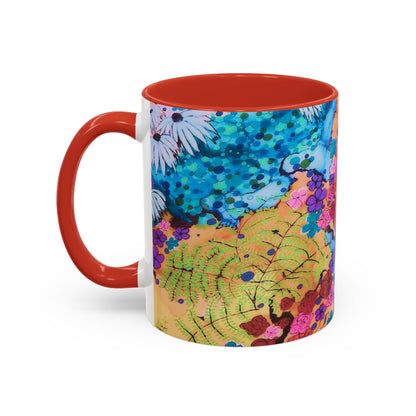 Vibrant Floral Watercolor Accent Coffee Mug