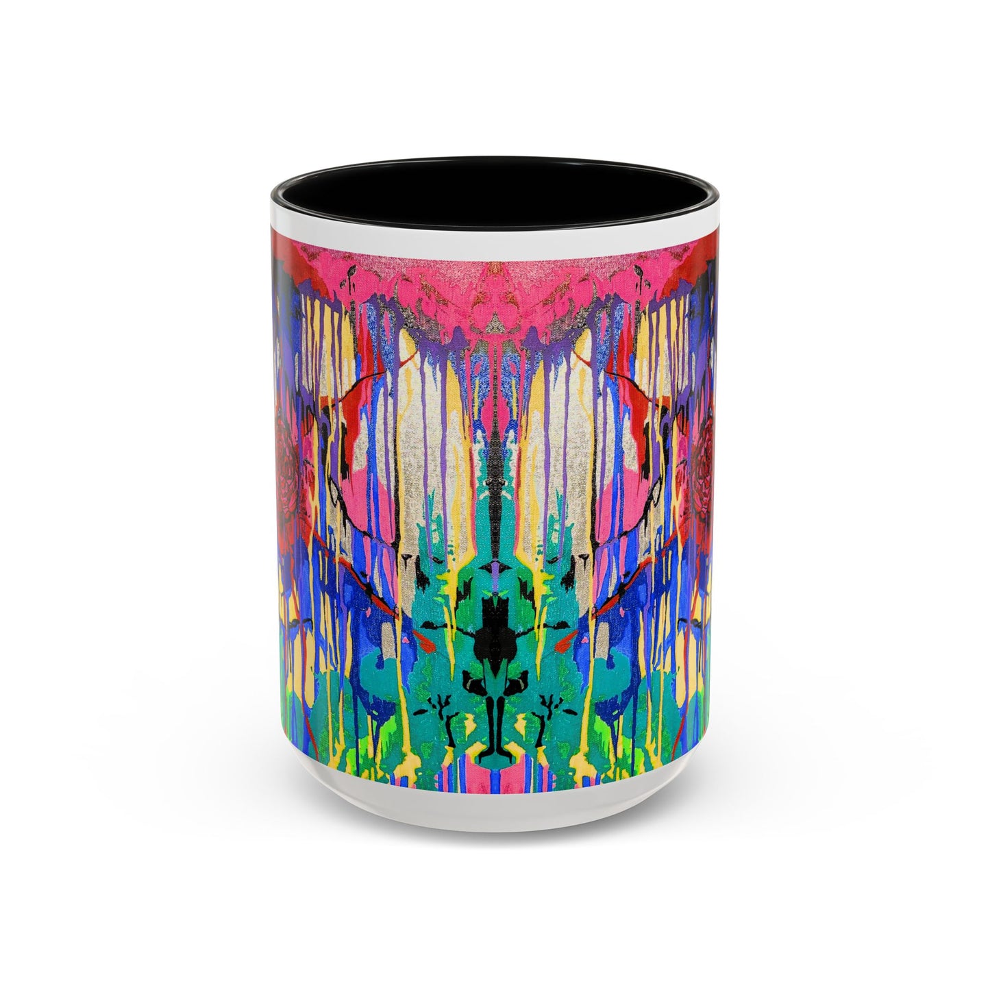 Colorful Drip Art Coffee Mug – Vibrant Abstract Floral Accent (11/15oz)