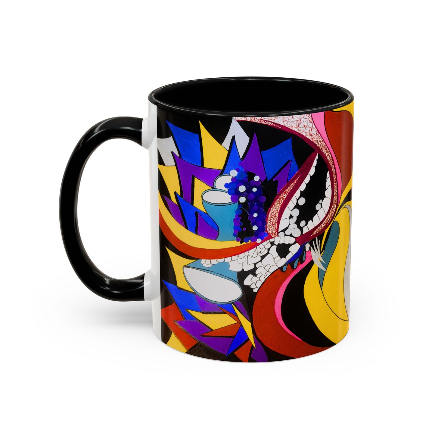 Abstract Colorful Face Accent Coffee Mug — Bold Pop Art Ceramic Gift