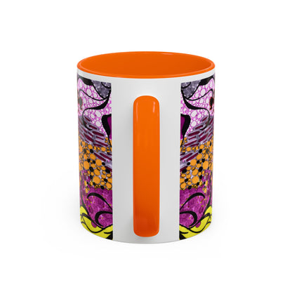 Accent Coffee Mug — Vibrant Abstract Floral Pattern (11/15oz)